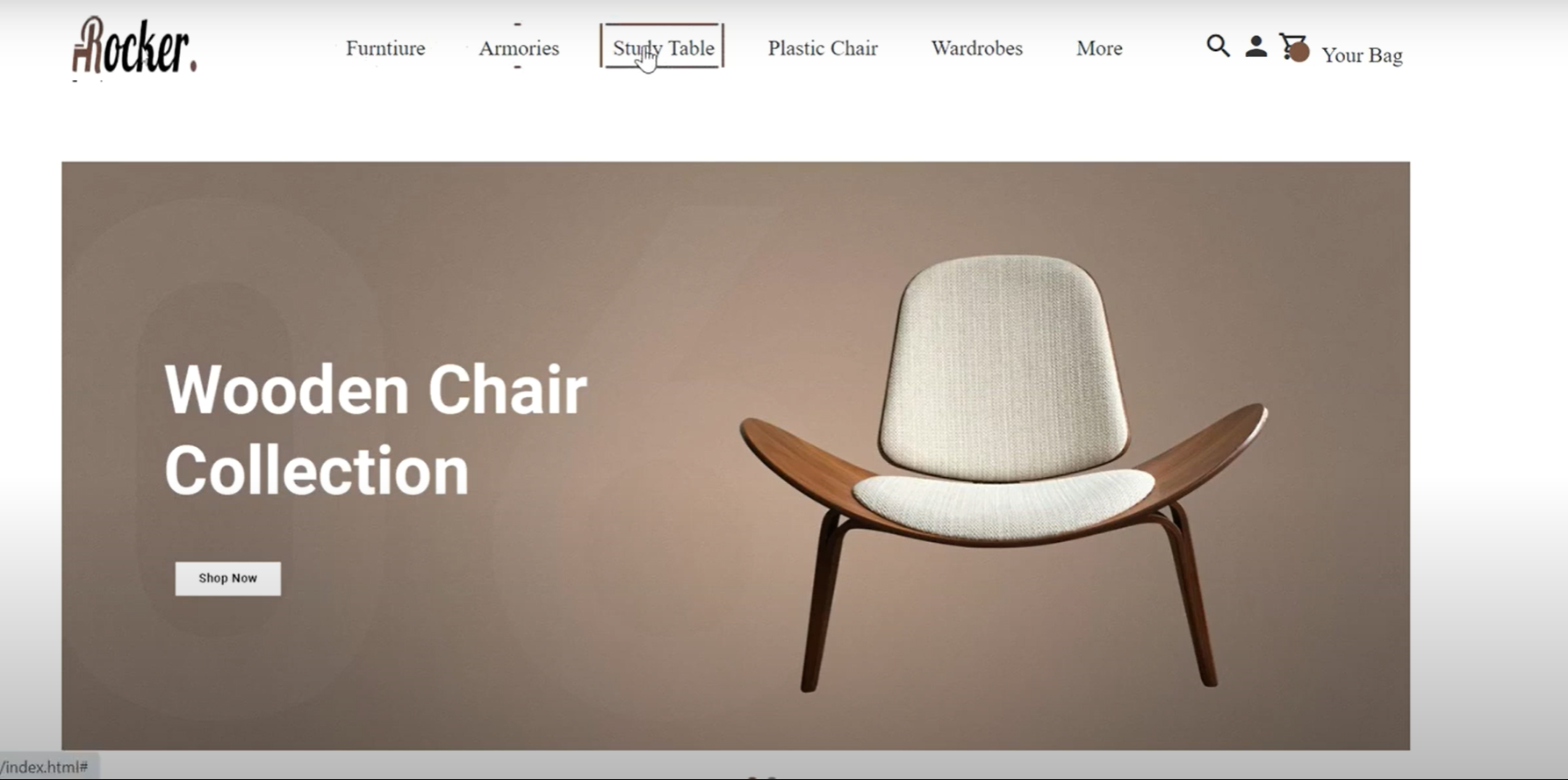 Website for a furniture company